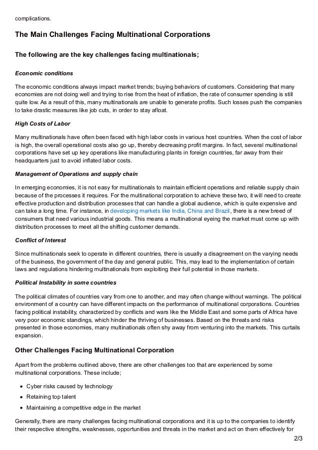 challenges of multinational corporations in developing countries opportunities and challenges faced by mncs